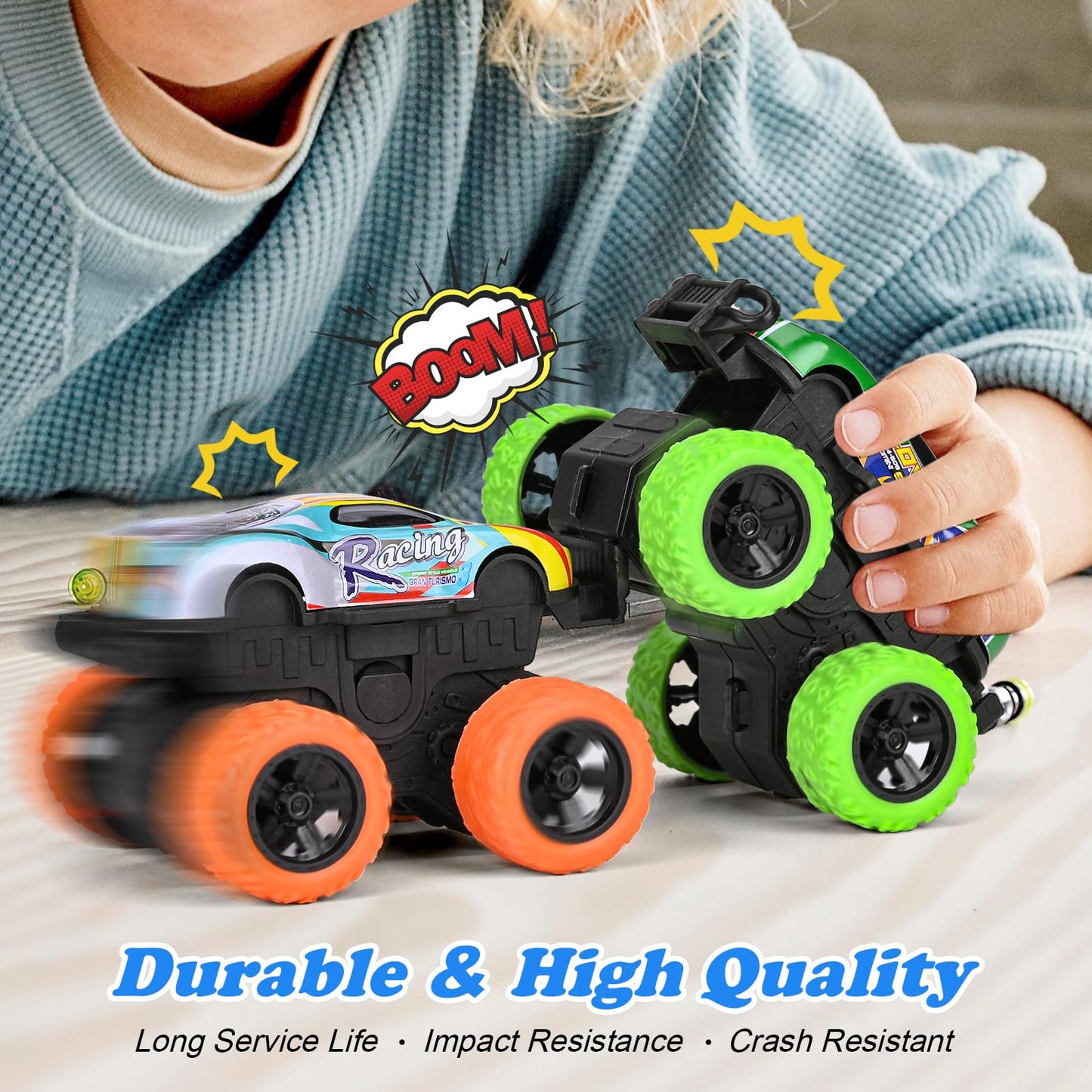 ZHFUYS 6 Pack 3.9 Inch Truck Toys, Friction Powered Toy Cars Push and Go Vehicles for Kids,Toy Cars for Kids Ages 3-8, Birthday