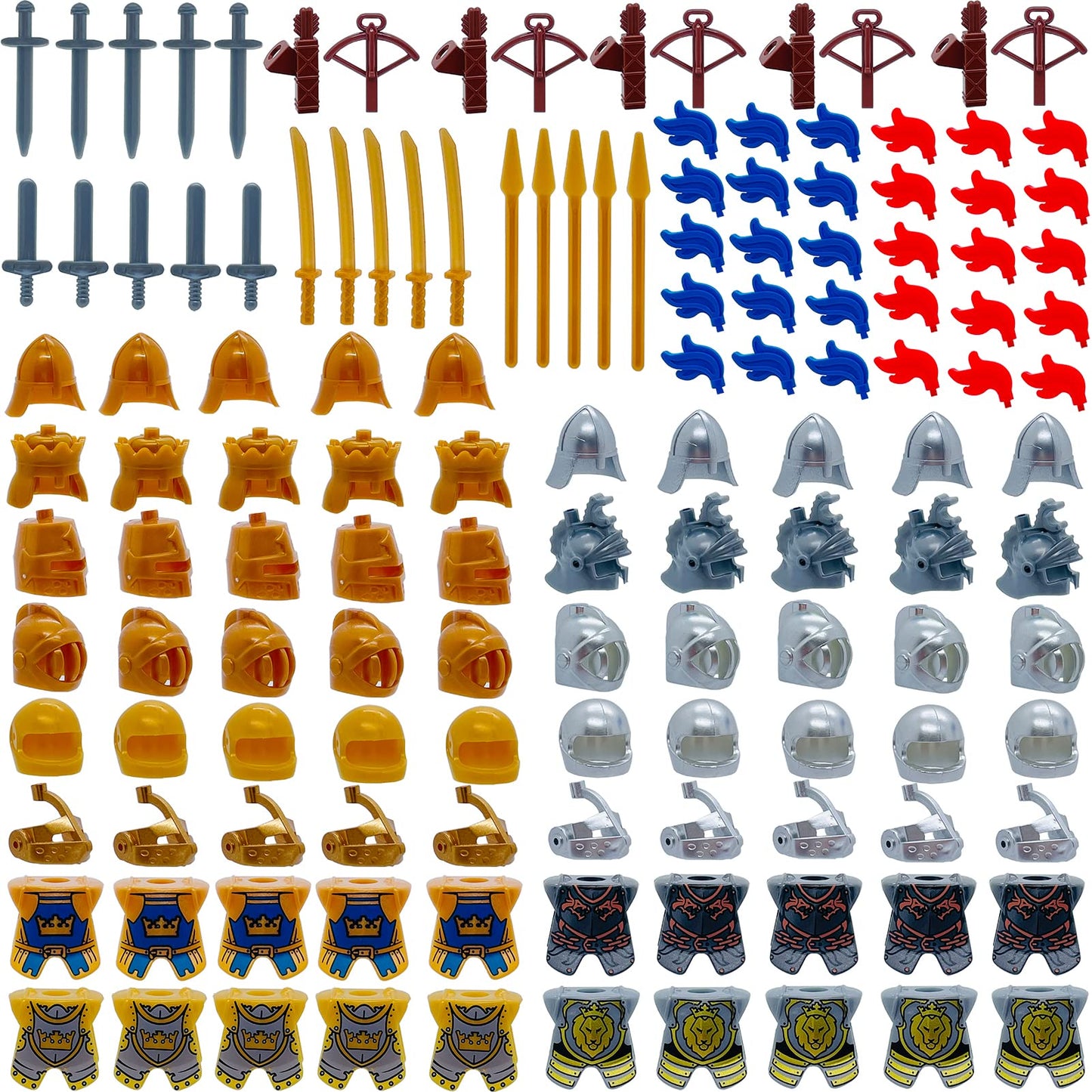 MIUTRUE Medieval Knight  Pack Accessories Set Building Block Toy protective covering Helmet Shield Bow Arrow Designed for Mini Figures Gift for Kids Boys Grils Building Kits Toys