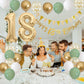 18Th Birthday Decorations For Boys Girls, Happy 18Th Birthday Banner With Birthday Cake Topper Number 18 Foil Balloon Sage Green