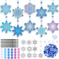 Beeveer 30 Sets Winter Snowflake Suncatchers Art Kits DIY Christmas Snowflake Suncatcher Crafts Paint Your Own Window Ornaments 