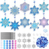 Beeveer 30 Sets Winter Snowflake Suncatchers Art Kits DIY Christmas Snowflake Suncatcher Crafts Paint Your Own Window Ornaments 