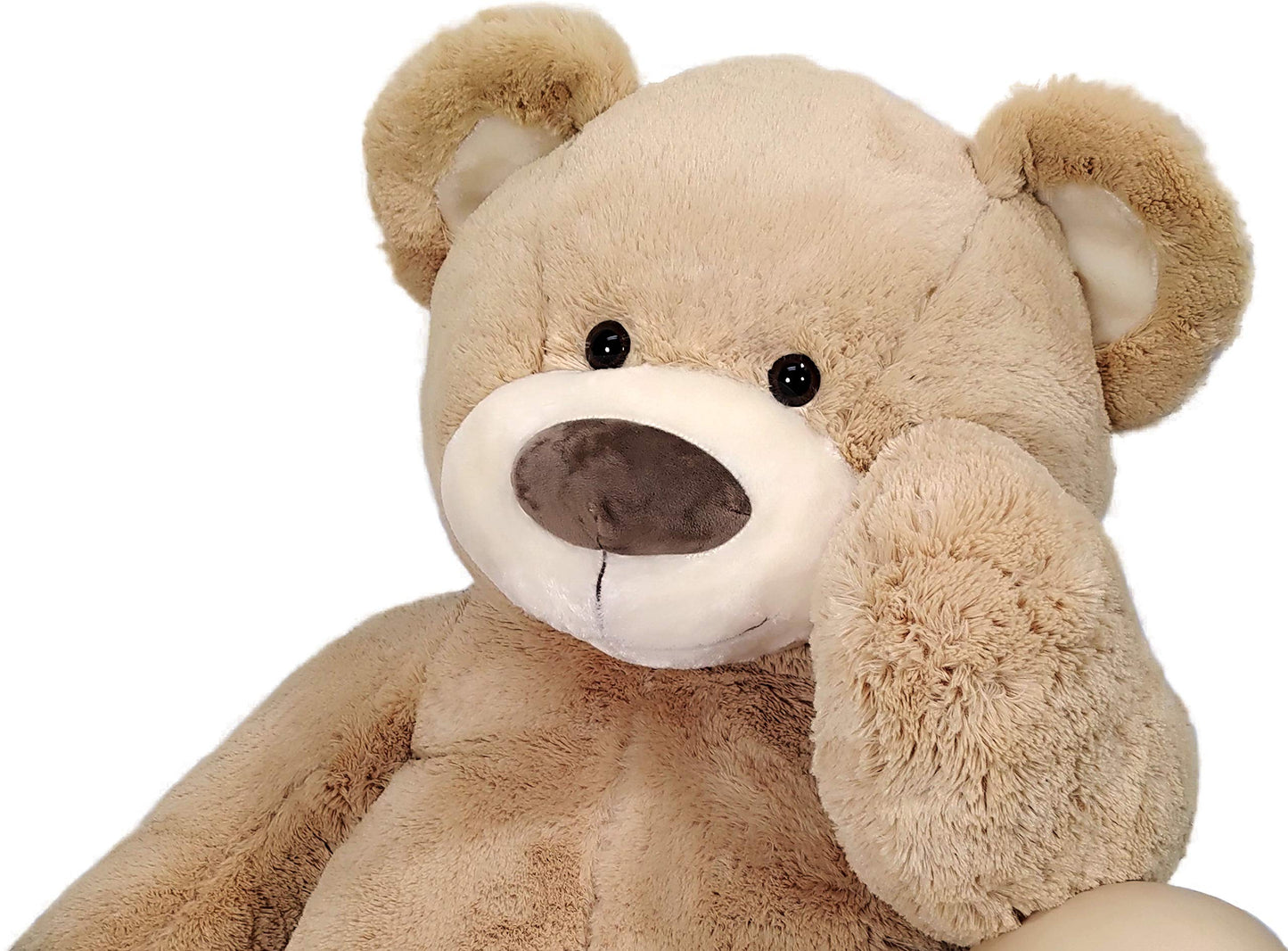 Anico Giant Plush Teddy Bear - 59" Light Brown, Embroidered Paws, Smiling Face, Polyester, Model SUVELAM