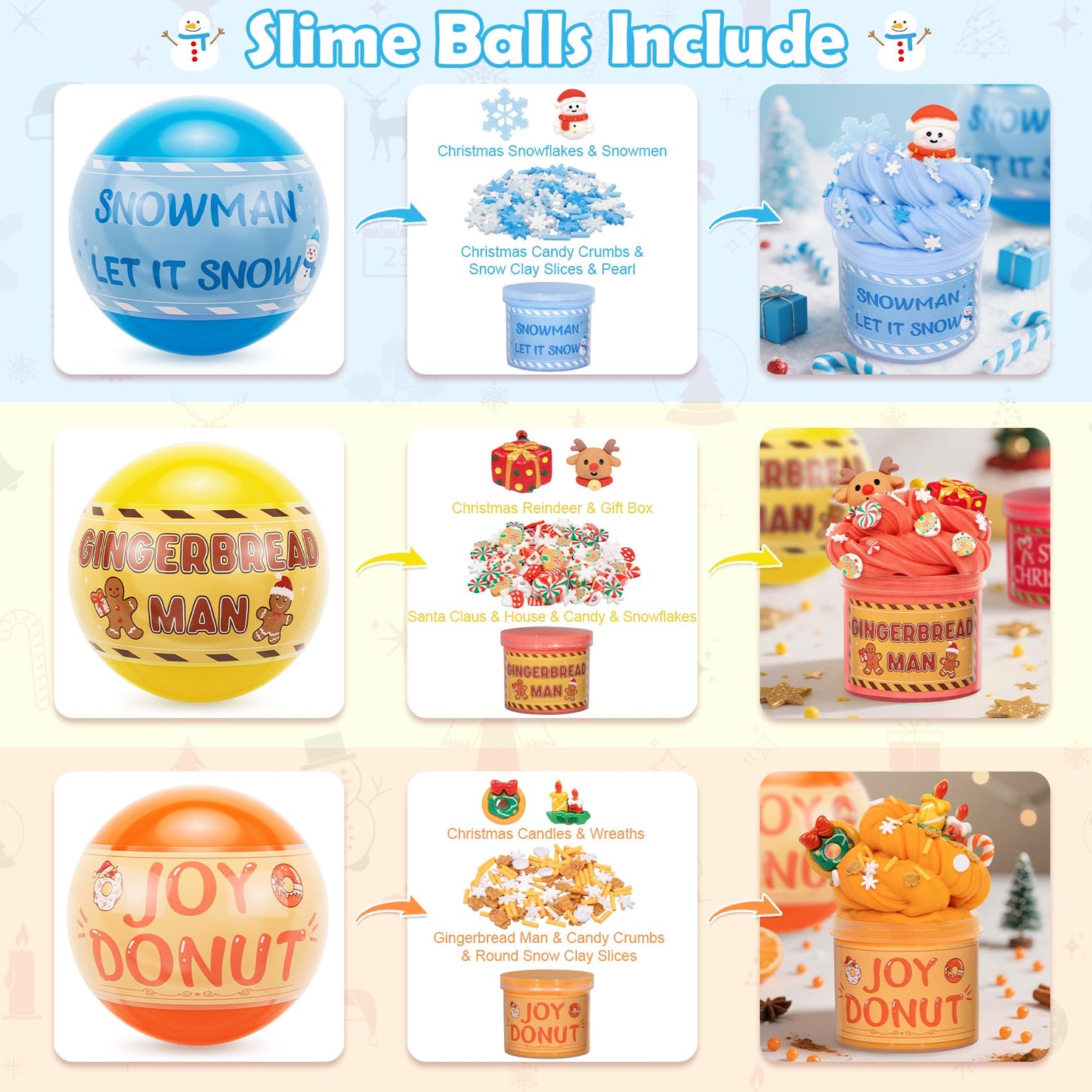 Ouddy Life Christmas Stocking Stuffers - 6 Pack Slime - Toys Balls Slime Kit with DIY Charms - Xmas Birthday Party Favors Classroom Rewards Gifts Surprises Prizes for Teens Girls Boys mature-themed