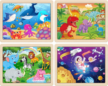 Ransunn Puzzles For Kids Ages 4-6, 4 Packs 60 Piece Puzzles For Kids,Wooden Jigsaw Puzzles For Kids Ages 6-8 Children Learning E