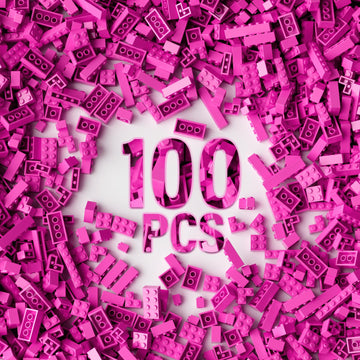 100 Piece Pink Bricks Bulk, 12 Size Pink Classic Building Blocks Bricks, Compatible With Lego Parts And Pieces(Color: Pink)