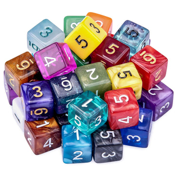 AUSTOR 35 Pieces Dices 6 Sided Polyhedral Dice Set Mixed Color 6 Sides Dice Assortment with a Black Velvet Storage Bag for DND R