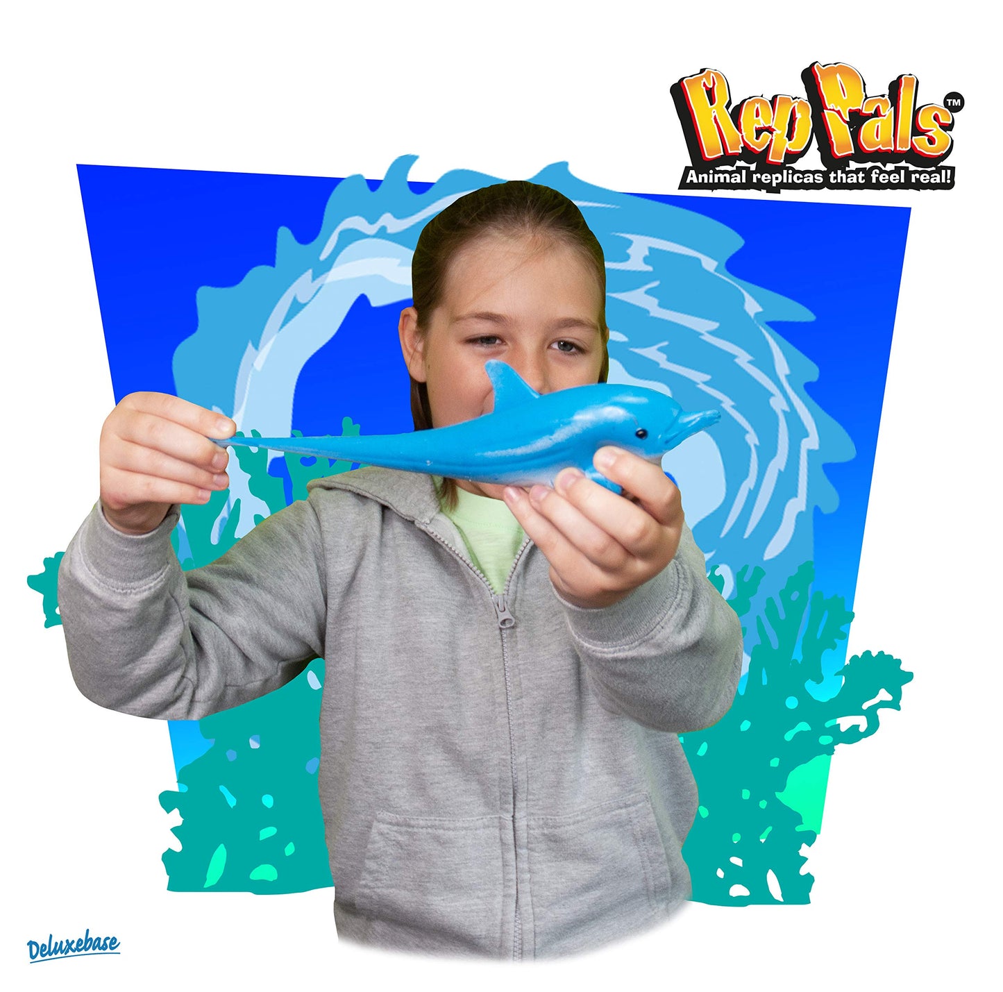 Rep Pals - Dolphin, Stretchy Toy from Deluxebase. Super Stretchy Animal replicas That Feel Real, Great for Kids