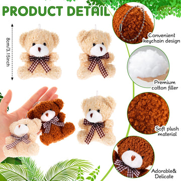 60 Pieces Mini Plush Bear Toys Bulk Soft Tiny Stuffed Bunny Doll Small Bear Animal Toys For Diy Keychain Gifts Thanksgiving Birt