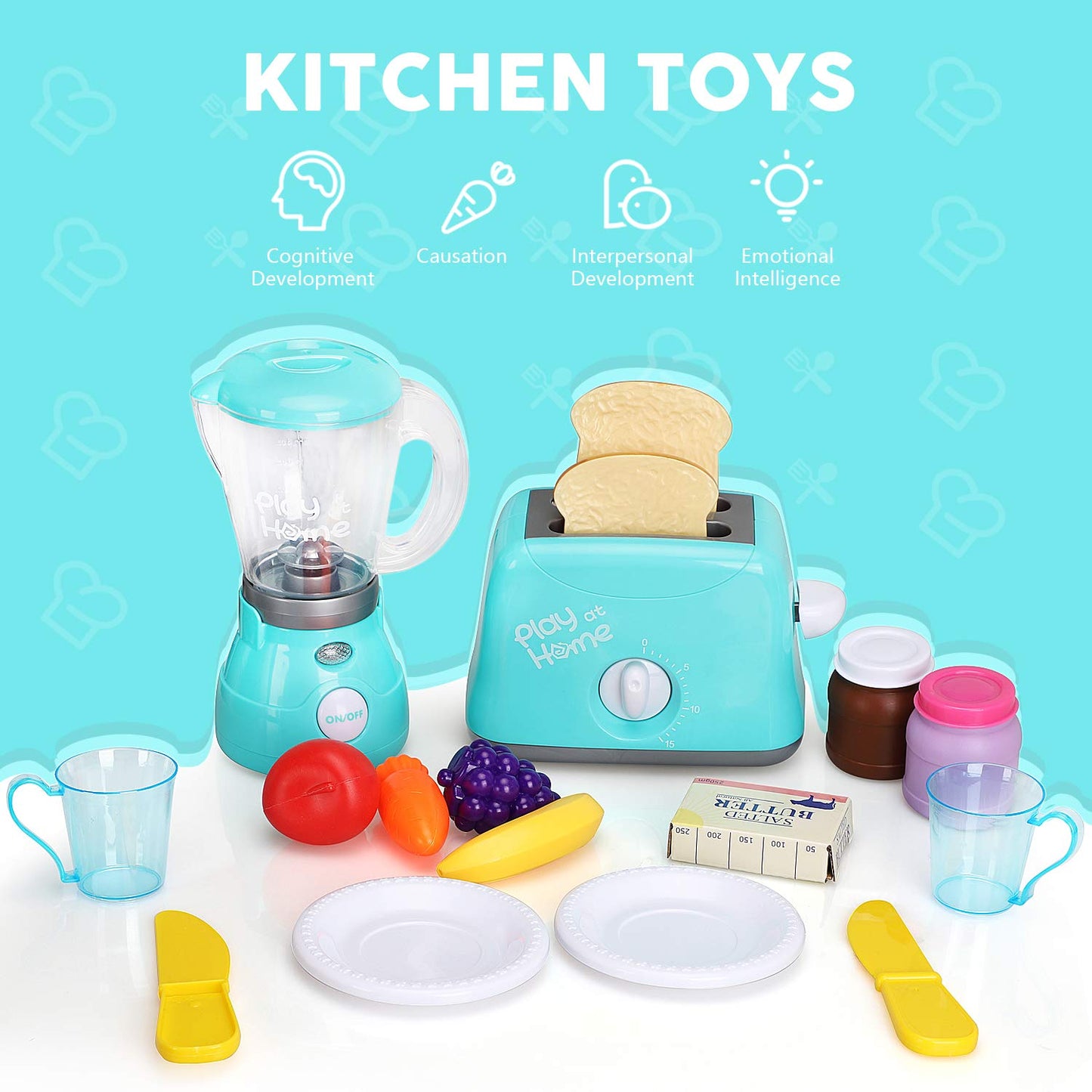TOY Life Play Kitchen Accessories Toddler Kitchen Playset Toy Kitchen Appliances Kitchen Sets for Kids Ages 4-8 Kid Blender Toy