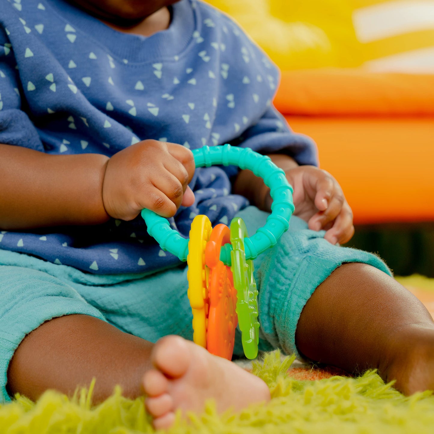 Bright Starts Silicone Teething Ring - BPA-Free Monkey, Leaf, Banana - For 3 Months+ - Model 13078