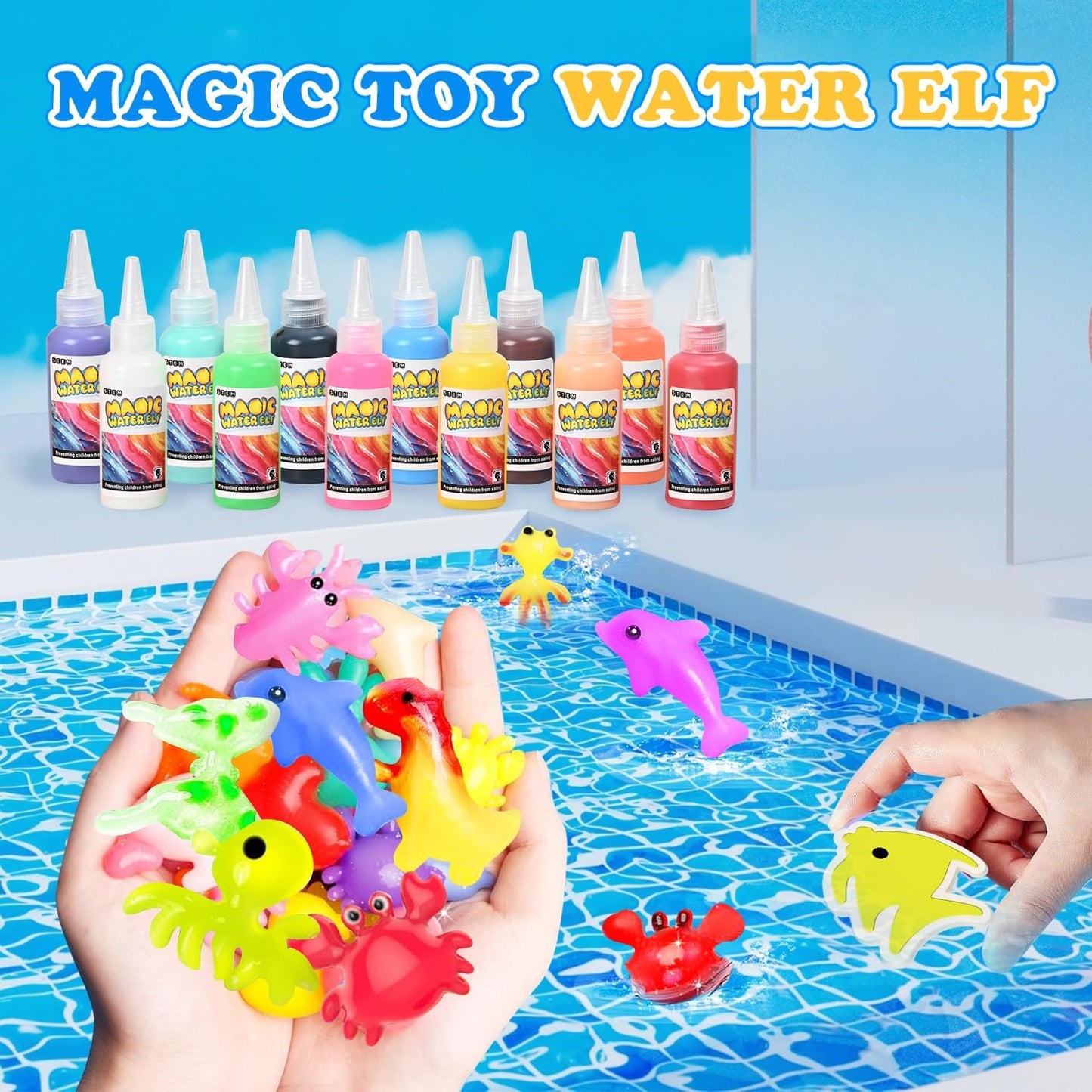 PIXATA Magic Water Toy Elf Kit,Aqua Animal Fairy Water Gel Creative Magic Pet Water Creation kit, 12 Color Gels, Arts & Crafts D