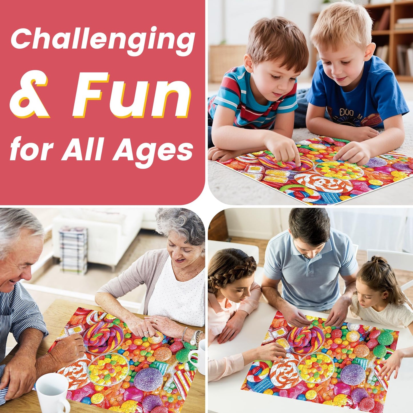 500 Piece Jigsaw Puzzle for mature-themeds-Candy Puzzles  Colorful Candy mature-themed Puzzle 500 Pieces  Challenging Puzzle for mature-themeds 500 Pieces  House Party Games  Best Gift for Mom  Dad  Family and Friends