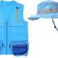 Eagle Eye Explorer Light Blue S/M Vest And Hat Fits Youth Size 4-7; 1 Blue Cargo Vest For Kids With Reflective Safety Straps & 1