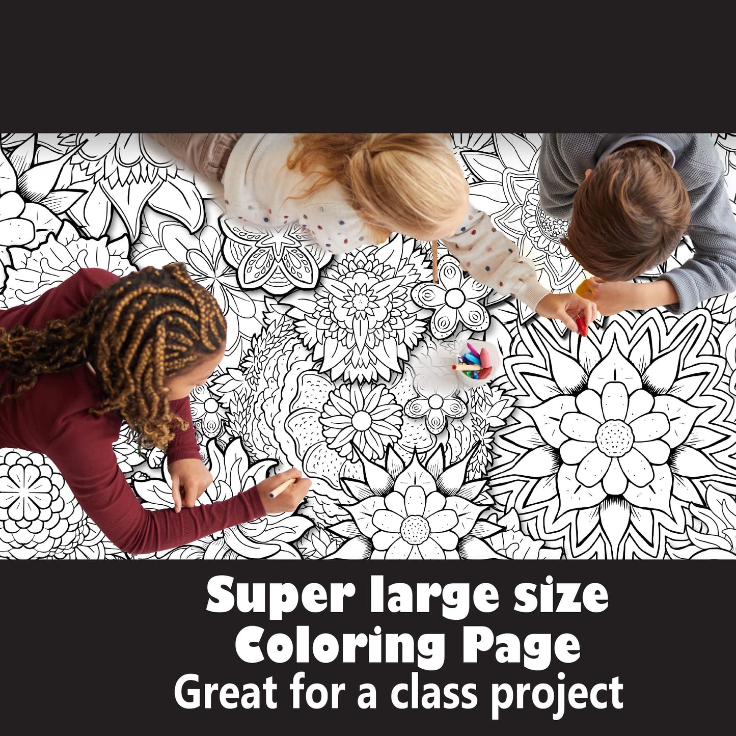 Young N Refined 2 Pack of Giant Coloring Posters of Flowers and Mandala collages Folded Version (42x60)