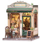 CUTEBEE Book Nook Kit - DIY Miniature House Dollhouse Kit for mature-themed and Teens  Booknook Bookshelf Decor Alley Model Build with LED Light  Gifts for Family and Friends (Sunny Cafe)
