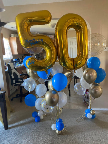40 Inch Gold 50 Balloon Number, 50Th Birthday Decorations, 50 Birthday Anniversary Decorations, Large Foil Mylar Balloons For Pa