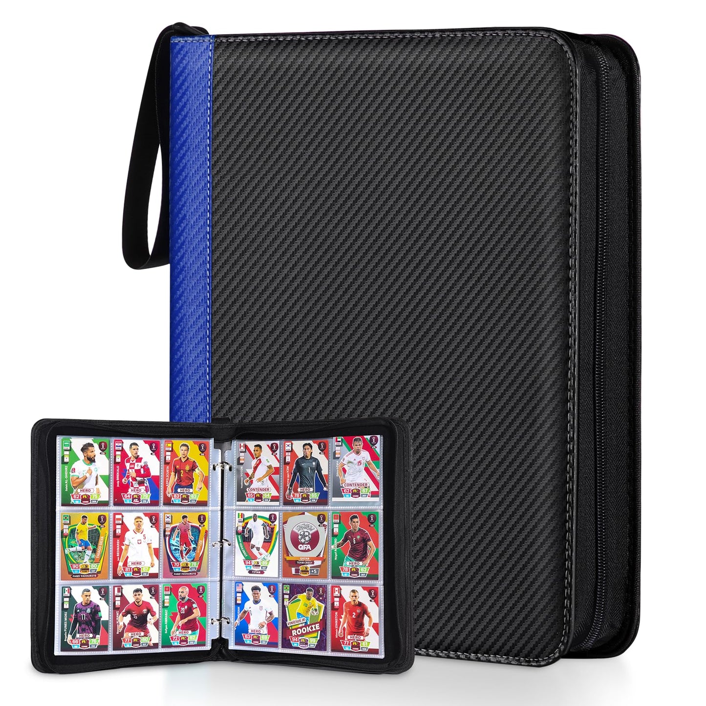 LIMSTDIC Card Binder for Pokemon Card  9 Pocket 40 Double-Sided Pages for 720 Card Pocket enhanced Zip PU Card Binder for Pokemon  Collectible For TCG MTG Baseball Football Trading Card Game(Blue)