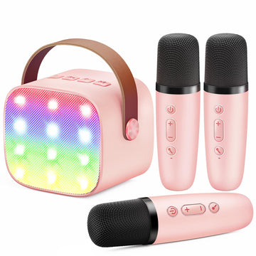 Yll Mini Karaoke Machine For Kids Adults: Portable Loud Speaker With 3 Wireless Microphones -Most Popular Birthday Party Gifts F