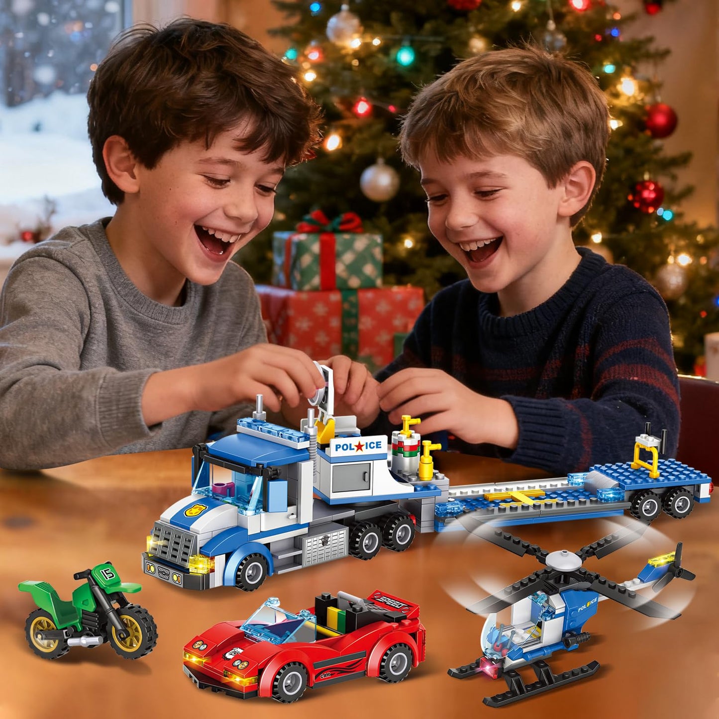 City Police Truck and Trailer Building Toy  Compatible with Lego  509 Pcs Fun Educational STEM Learning Block Set  Gift for Boys & Girls Age 6-12 Years Old
