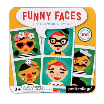 Petit Collage Funny Face Magnetic Travel Play Set – Fun Game For Families, Ideal For 2-4 Players, Ages 4+ – Travel Game For Kids With Handy Portable Tin – Make A Great Gift Idea