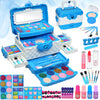 HERAPFANN Kids Makeup Kit - Non-Toxic Washable Toy Cosmetics for Girls Age 3-12, Blue, Perfect Birthday Gift