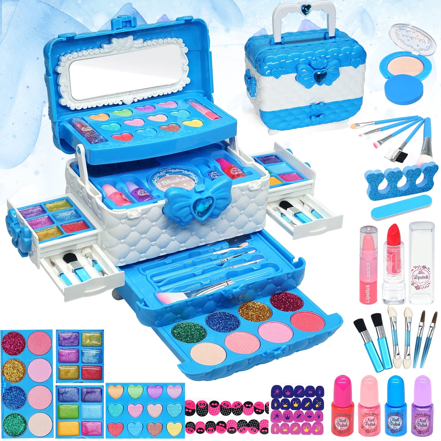 Kids Makeup Kit Girls Toys - Toys for Girls, Washable Make Up for Girls Princess, Non ToxicToddlers Pretend Cosmetic Kits,Age3-1