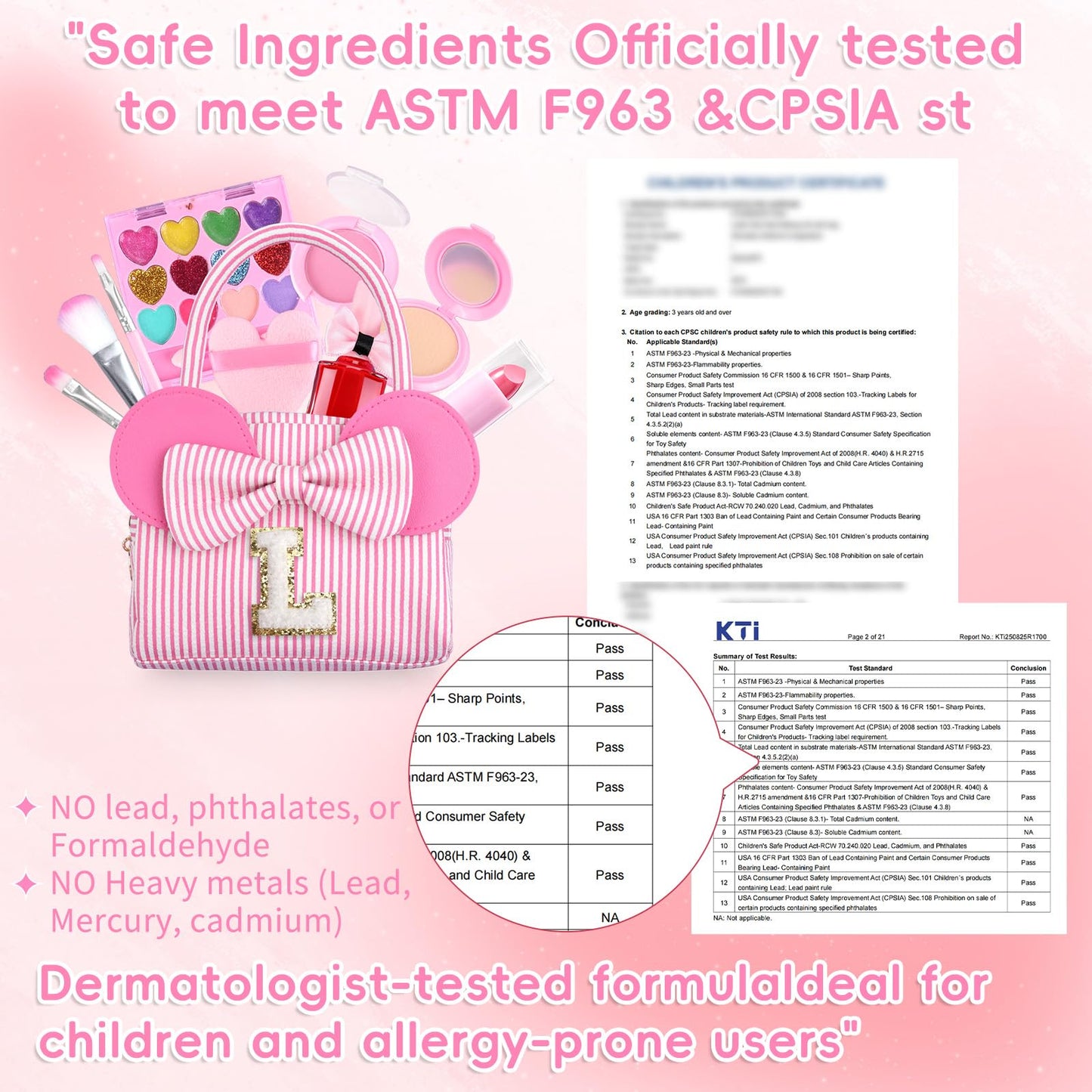 dadop Kids Non-Toxic Makeup Set for Girls 3-10, Personalized Purse, Fun Pretend Play - Large