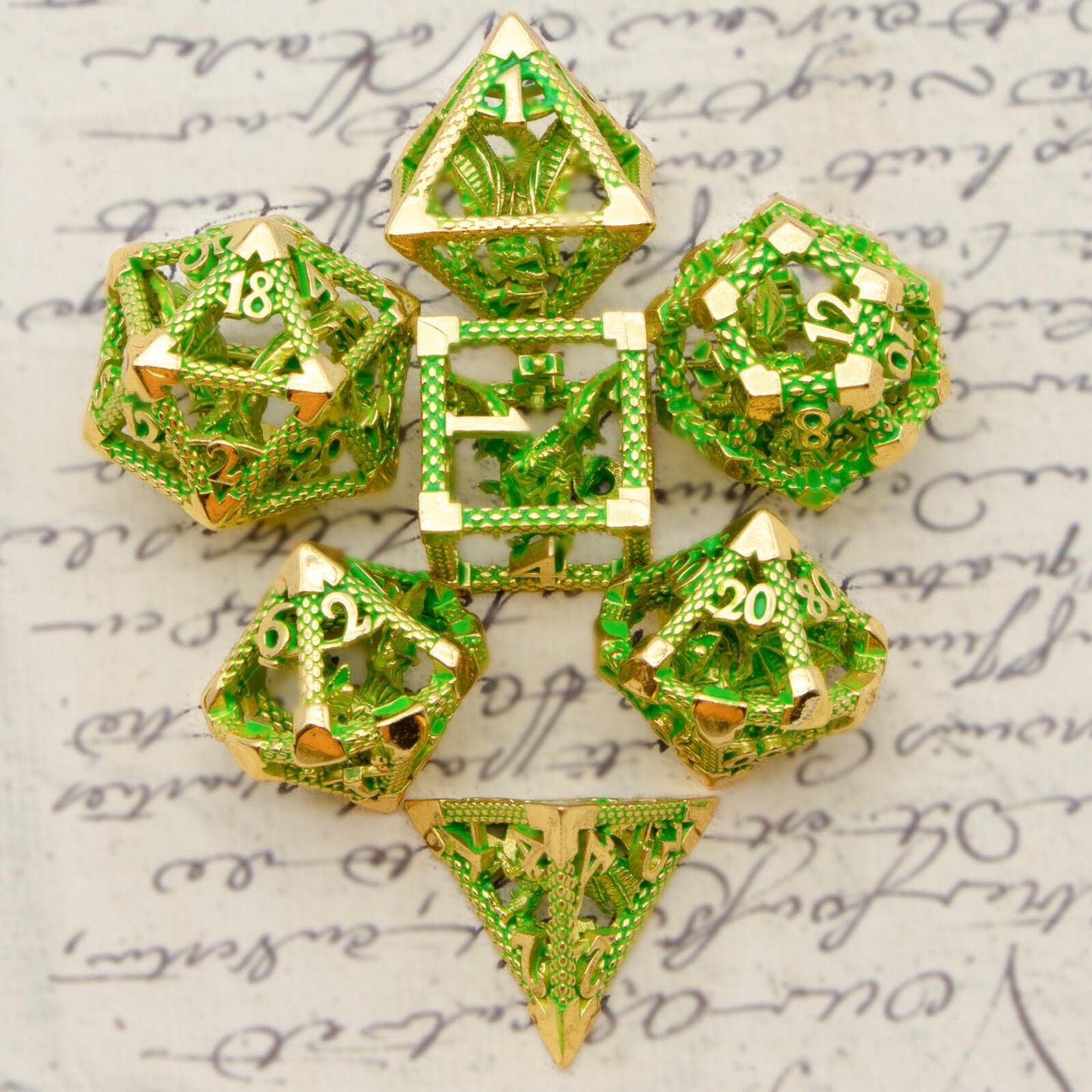 DND Dice,HNCCESG Metal D&D Dice of 7pc,Dungeons and Dragons Dice Set Polyhedral Dice Role Playing Dice Set Hollow Dice Gaming D