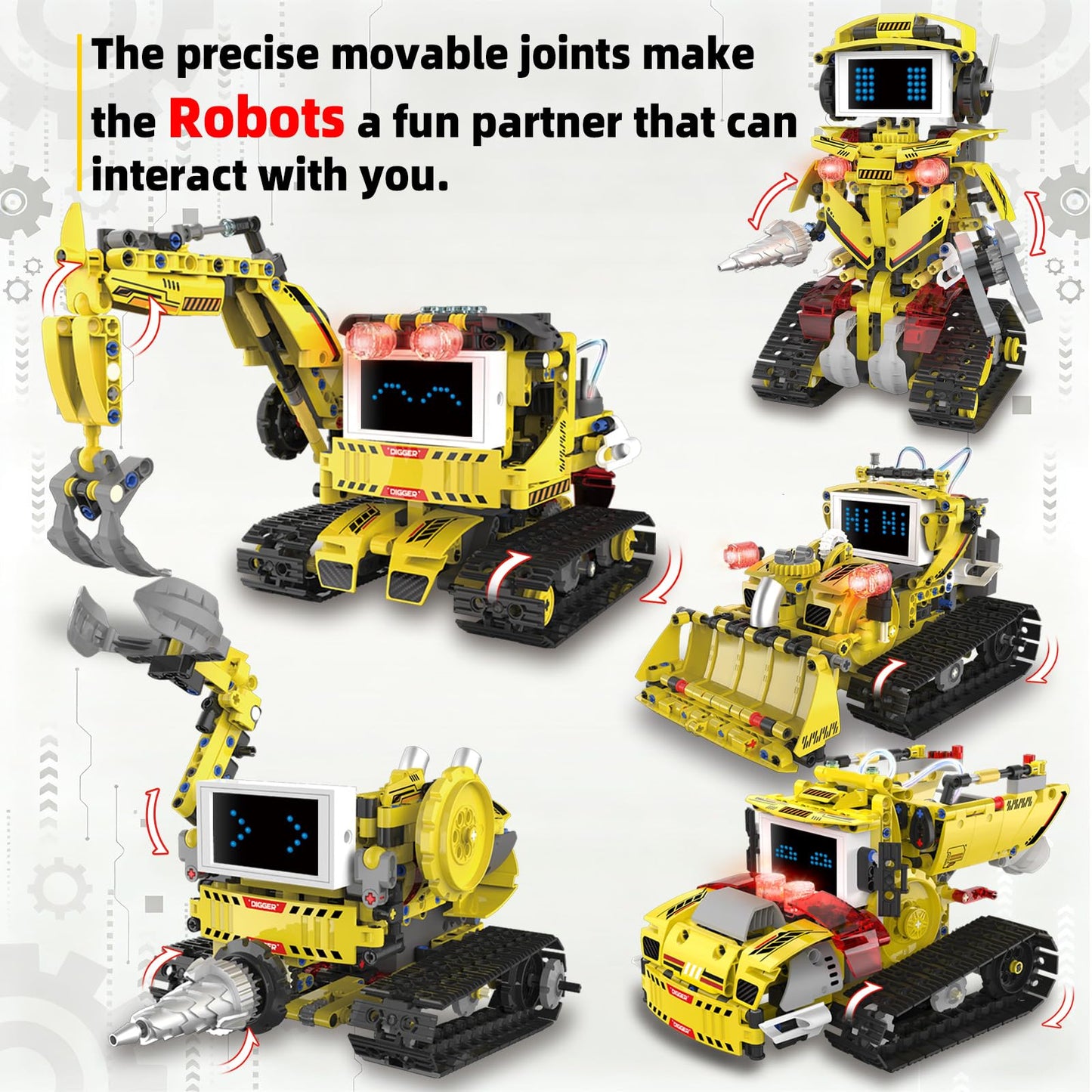 Suplanet 5-in-1 Programmable Robot Building Block Set for Kids Age 6 7 8 9 10 11 12-14, with APP or Remote Control & LED Display