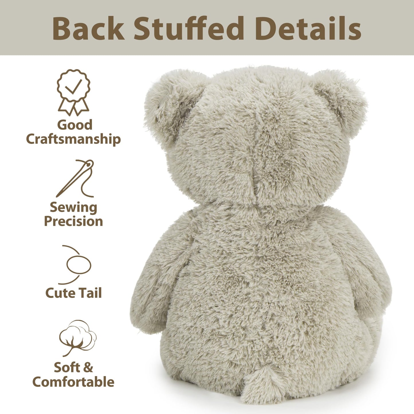 LotFancy 20 inch Gray Teddy Bear Plush Toy, Cute Footprints, Soft Stuffed Animal Gift for Kids, Baby Shower, Birthday, Christmas, Easter