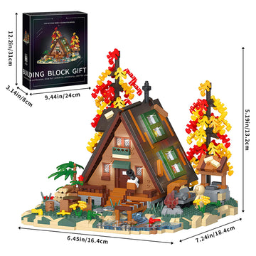 Hjplpxh Flowers Wood Frame Cabin Building Blocks Set, Cherry Blossom Bonsai Treehouse Architecture Micro Mini Block Kits Gift Fo