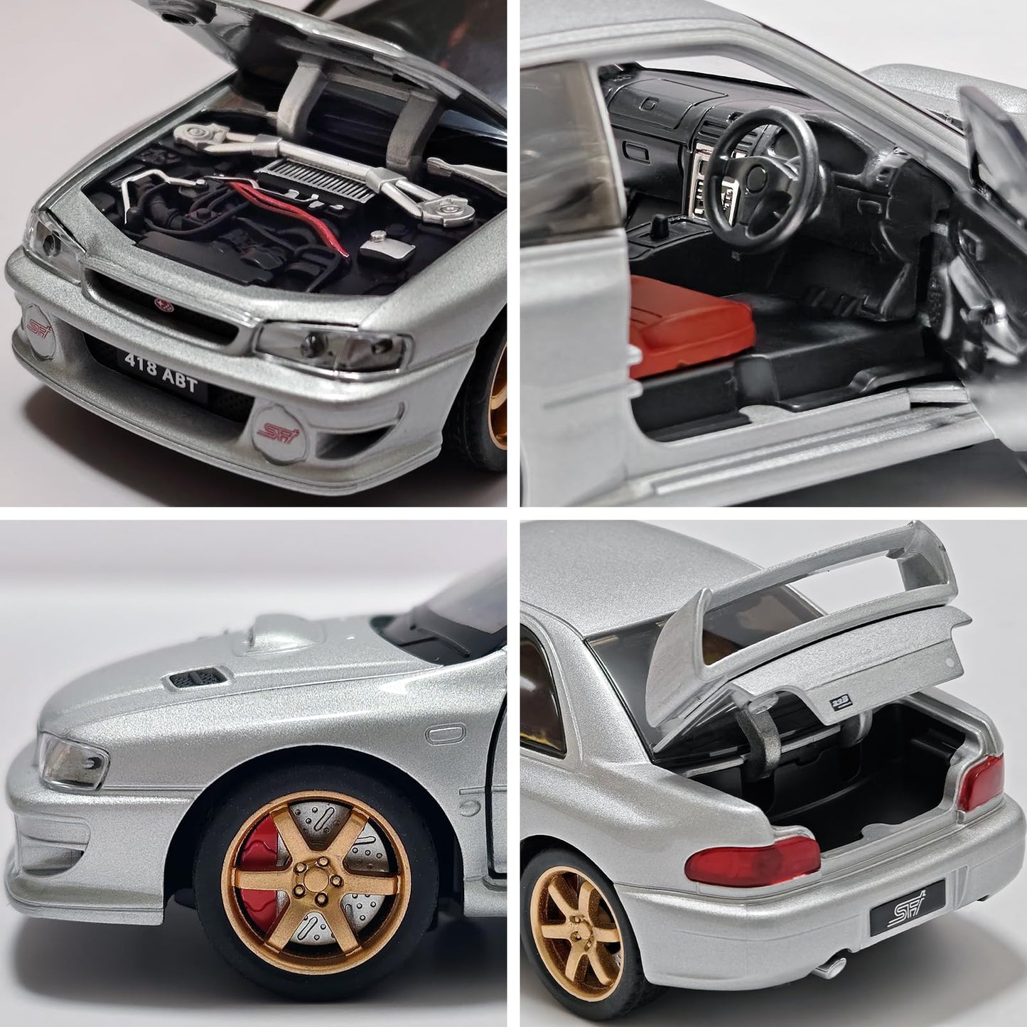 ERBADIHAGO Toy Cars Compatible for Subaru 1998 Impreza 22B Sti Version 1/32 Metal Model Car Pull Back Car Toys with Light and So