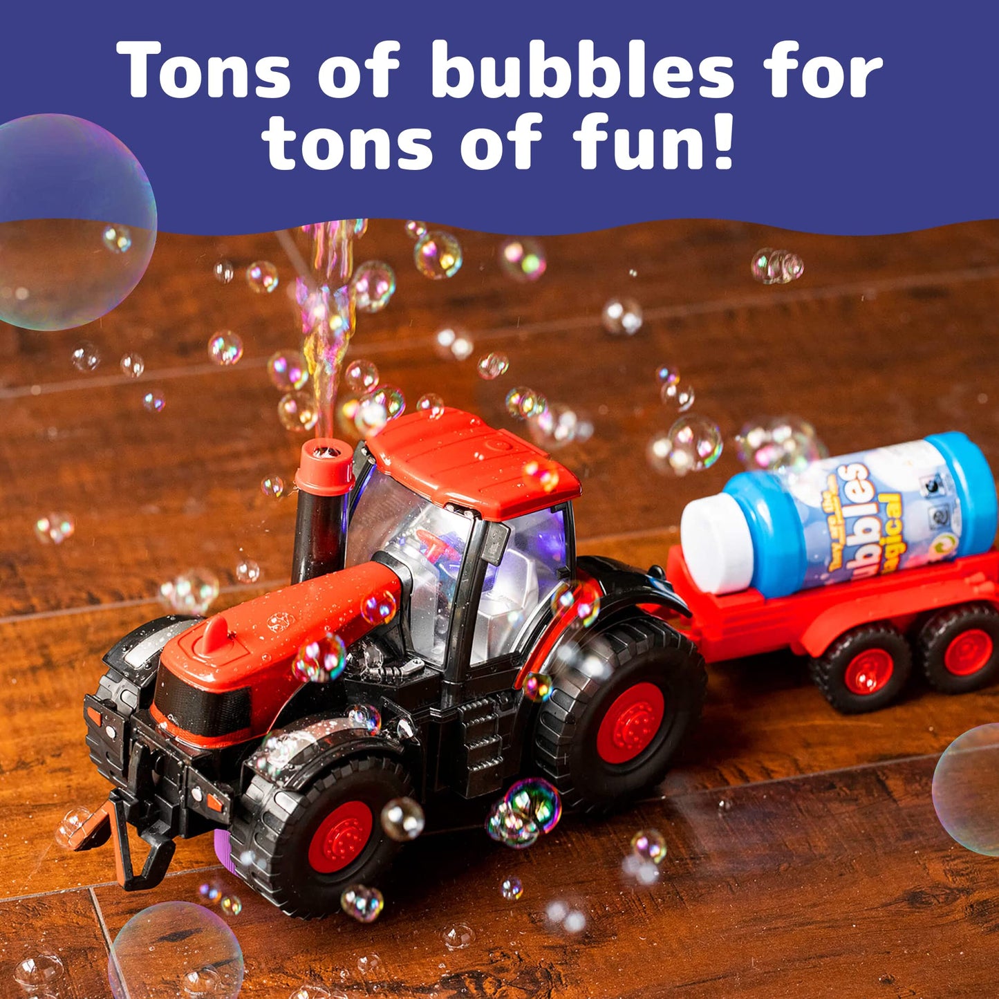 PREXTEX Bump & Go Bubble Blowing Farm Tractor Toy Truck with Lights & Sounds, Red, Model 1518, Ideal for Toddlers 2-3+ Years Old