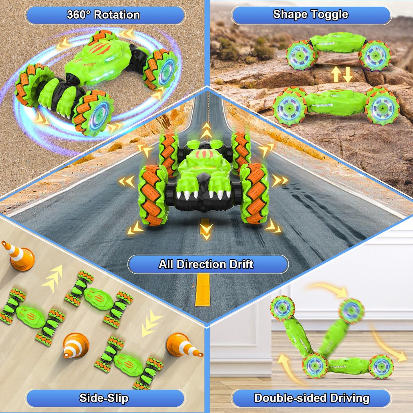 Hand Gesture Sensing RC Stunt Car Toys for Kids 6-12, Light & Music Remote Control Car for Boys 4-7 8-12, 2.4Ghz 4WD Monster Twi
