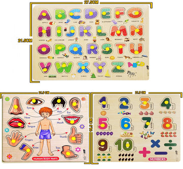 Appster Colorful Wooden Puzzle Toy For Kids Jigsaw Puzzles For Adults Baby Learning Educational Toys Board Game (Abcd + Body Par