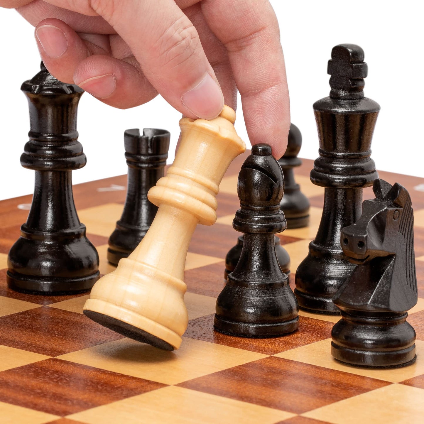Husaria Staunton Tournament No. 5 Chessmen With 2 Extra Queens And Wooden Box, 3.6-Inch Kings