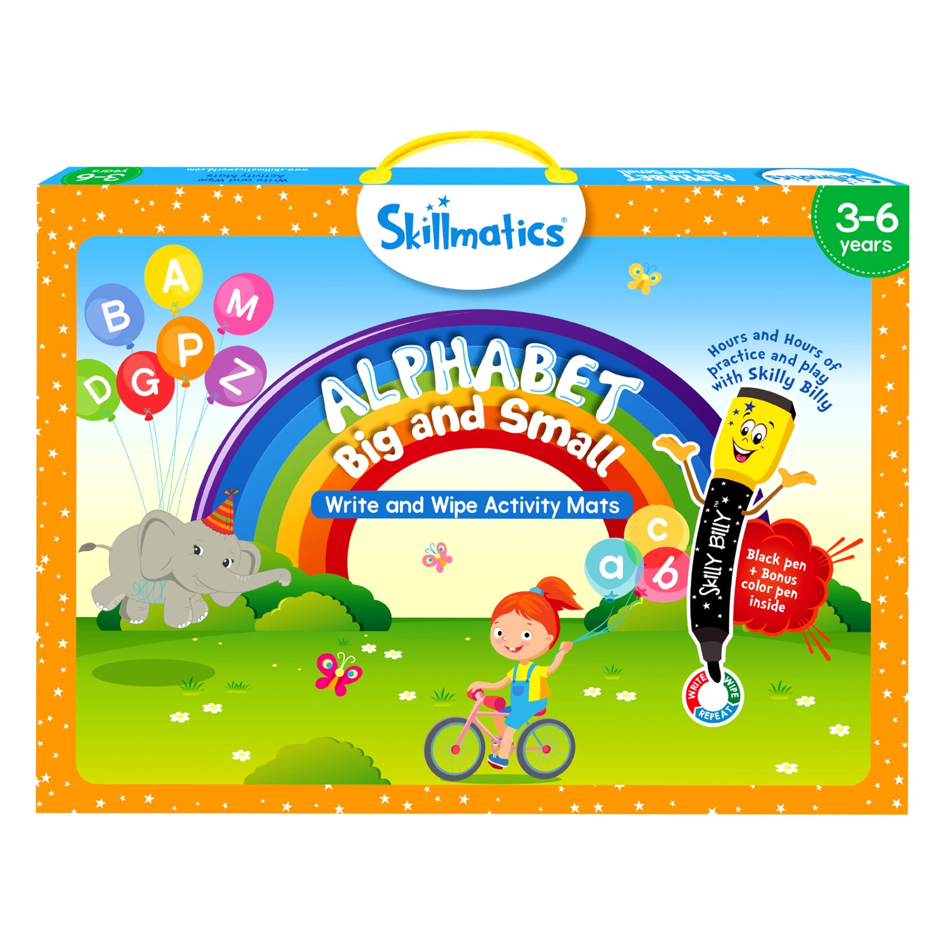 Skillmatics Educational Game - Alphabet Big And Small, Reusable Activity Mats With 2 Dry Erase Markers, Gifts For Ages 3 To 6