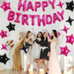 TONIFUL 35PCS Hot Pink Happy Birthday Decorations Kit 16 Inch Happy Birthday Balloon Banner with Star Balloons Mylar Foil Birthd