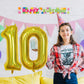 10Th Birthday Balloons For Boys, Large Laser Gold Foil Number 10 Balloons, 40'' Self Inflating Helium Balloons Anniversary Party