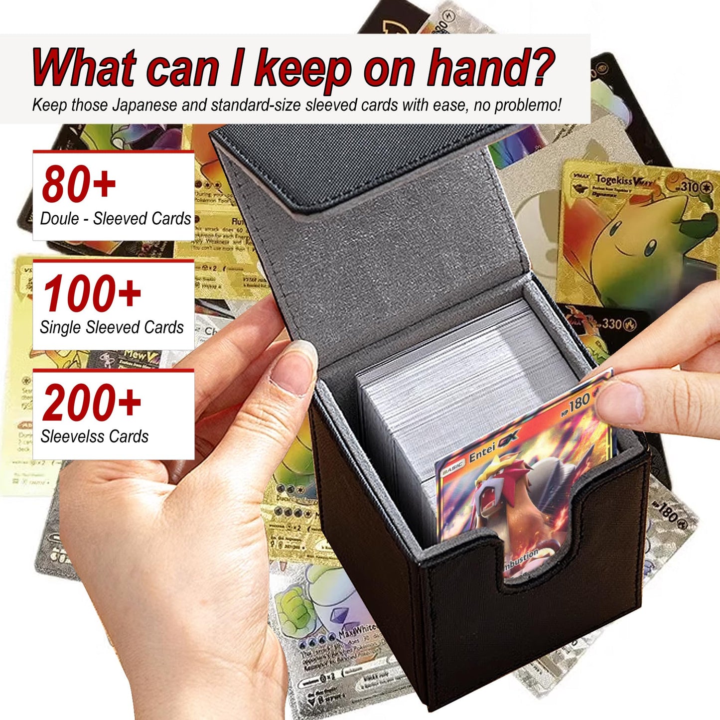 Artboutiq Card Deck Box For Commander Deck Box With 2 Dividers, Card Storage Box Fits 100+ Single Sleeved Cards, Pu Leather Stro