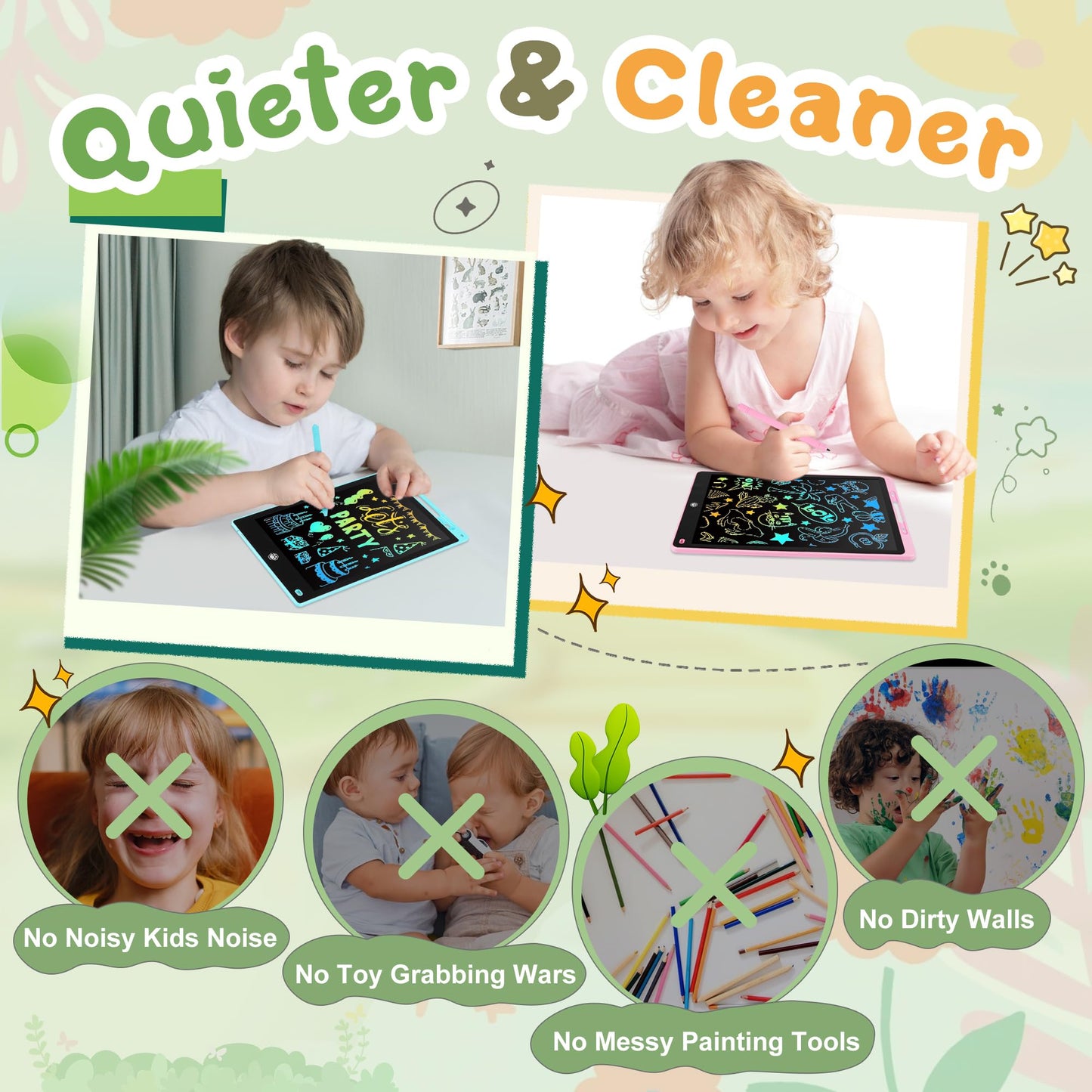 2 Pack Lcd Writing Tablet, 10 Inch Educational Drawing Pad Toddler Toys, Doodle Board, Birthday Gifts, Travel Toys For Kids Ages