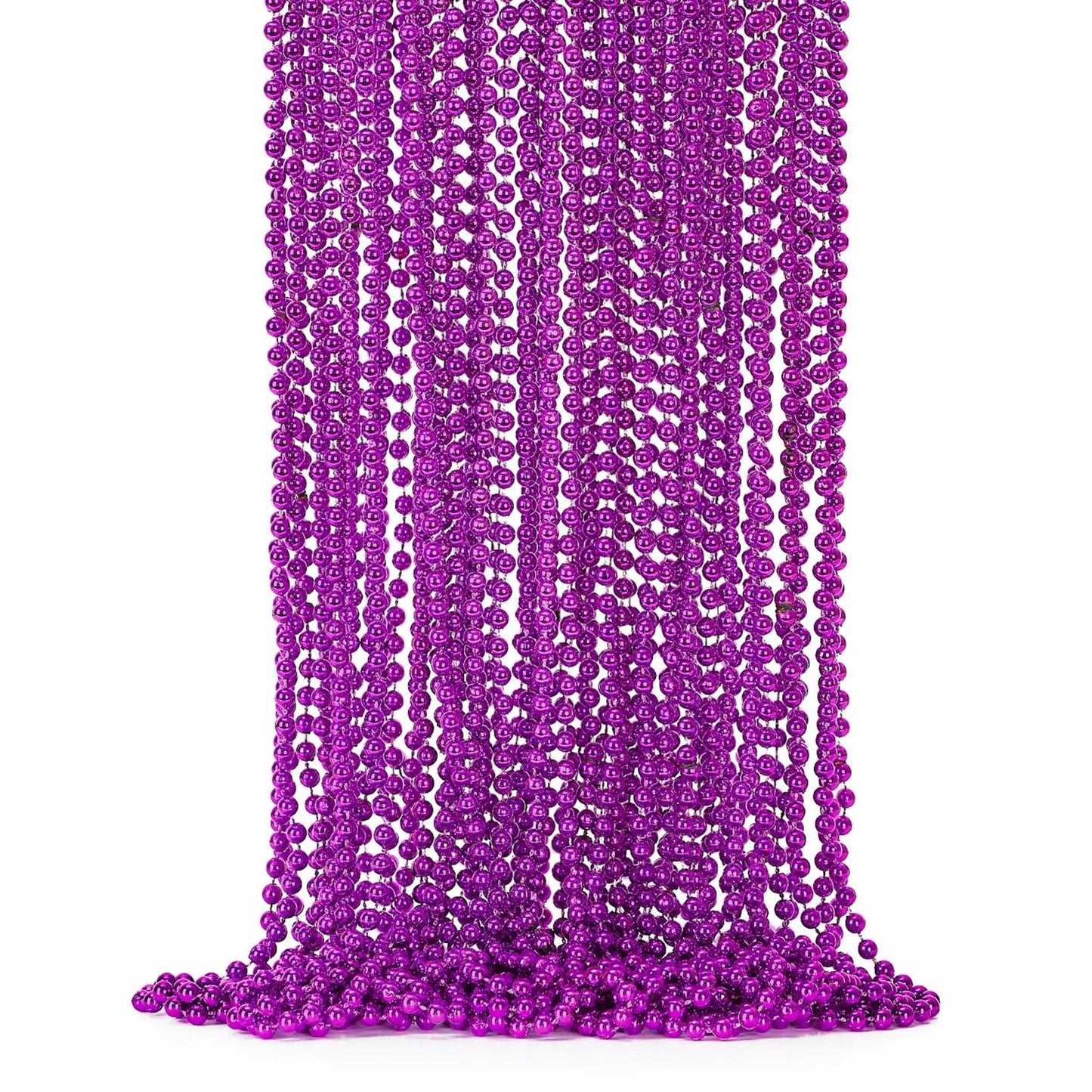24PCS Mardi Gras Beads, Purple Bead Necklace Party Favors, 33'' Halloween Necklaces Women Men Set, Festival Parade Events Throw