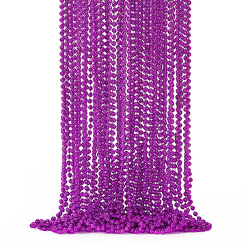 24PCS Mardi Gras Beads, Purple Bead Necklace Party Favors, 33'' Halloween Necklaces Women Men Set, Festival Parade Events Throw