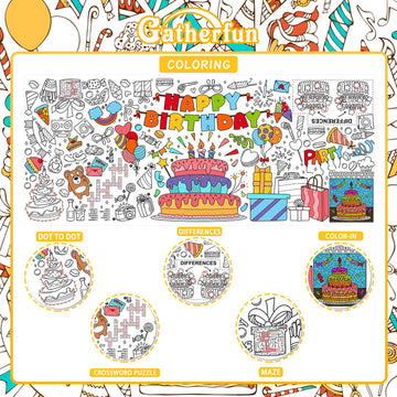Giant Coloring Poster For Classroom Wall - Versatile 31.5 X 72 Inches Birthday Activity Poster/Table Cover, School Parties, Birt