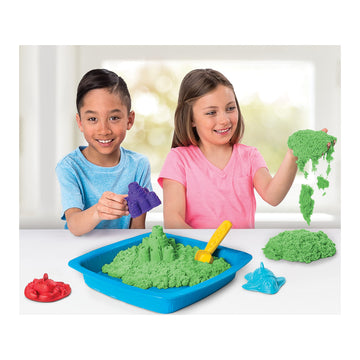 Kinetic Sand Sandbox Playset - 1lb Green Sand with 3 Molds, Ages 3+, Model 6060897
