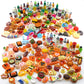 Nuanmu Miniature Food Drink Bottles Set - 100 Pieces, Small Resin Toys for Dollhouse Pretend Play, Multicolor, Model NM001