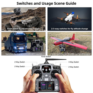 Radiolink AT10II 12 Channels 2.4G RC Transmitter and Receiver R12DS & PRM-01 Voltage Telemetry Radio Controller for RC Airplane