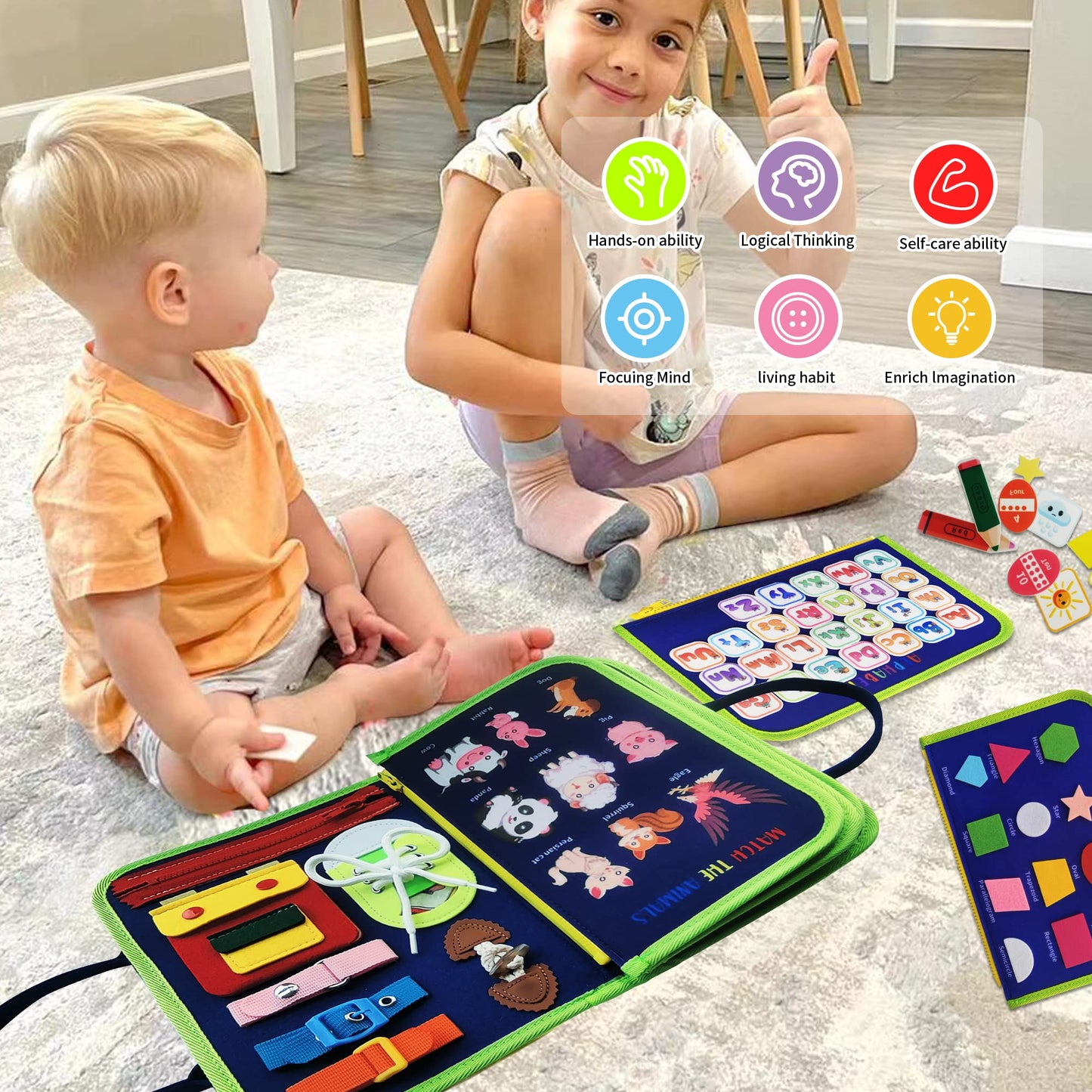 Tenfans Busy Board - Montessori Toys For 1 2 3 Years Old - Sensory Toys For Autism - Toddler Toys Gift For Boys & Girls Learning