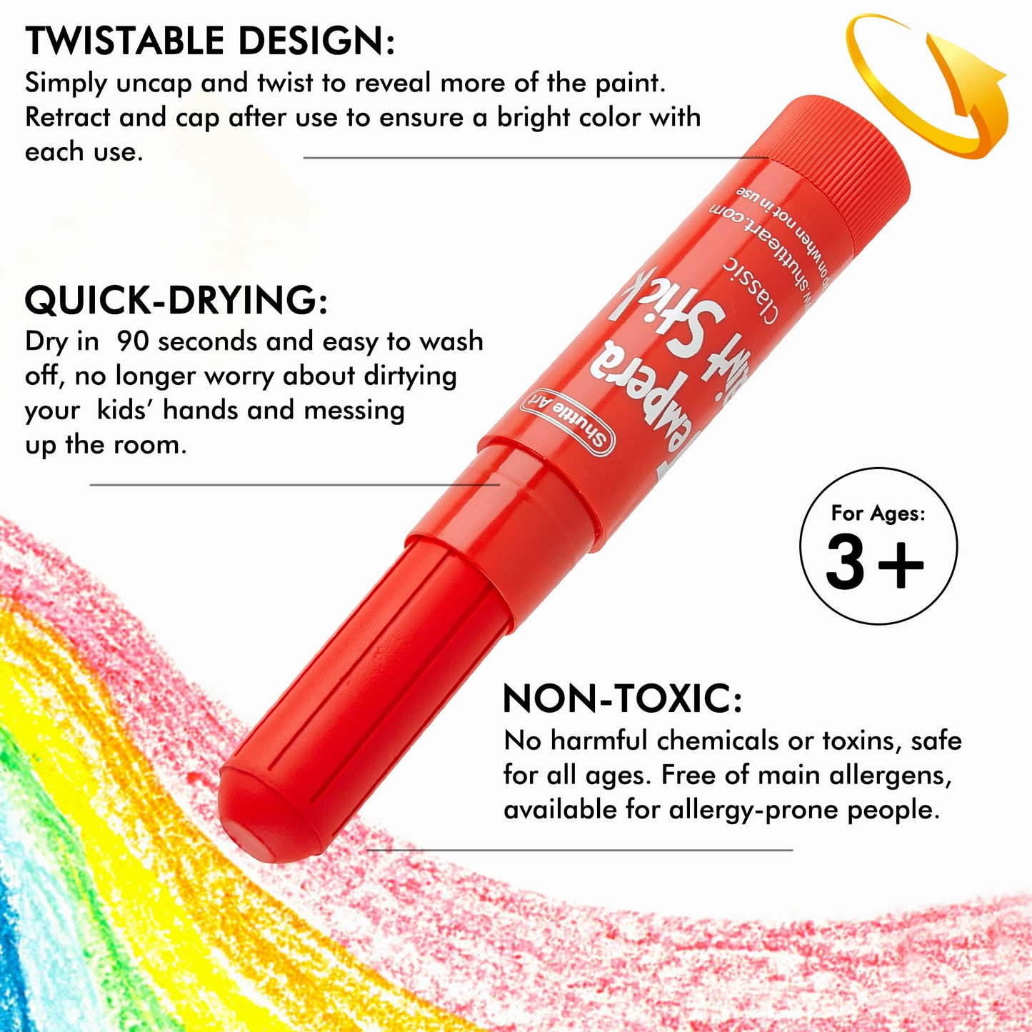 Shuttle Art Tempera Paint Sticks, 40 Colors, Quick-Drying & Washable, 1 Count (Pack of 40)