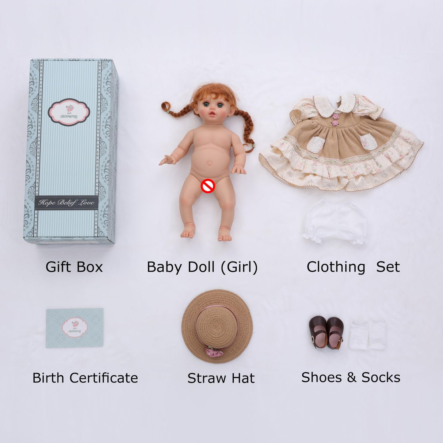 Cloveray Reborn Baby Dolls - 18 Inch Realistic Reborn Toddler Doll Country-Inspired Girl with Braided Hair  Straw Hat & Floral Layered Dress  Gifts for 3+ Year Old Girls  Collectors